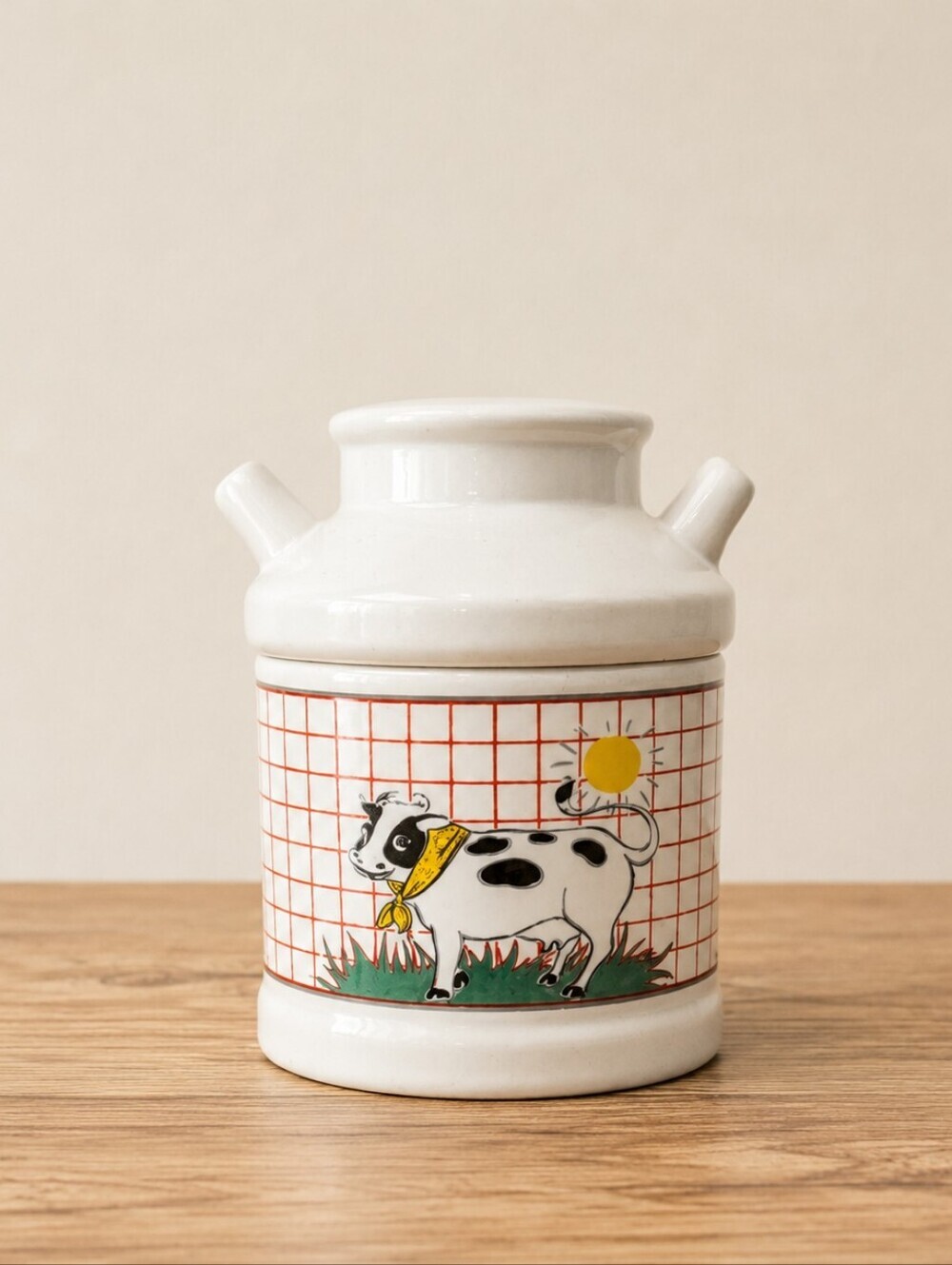 Vintage Cow Milk Jug – Ceramic Farmhouse Pitcher, 1980s Country Kitchen Decor